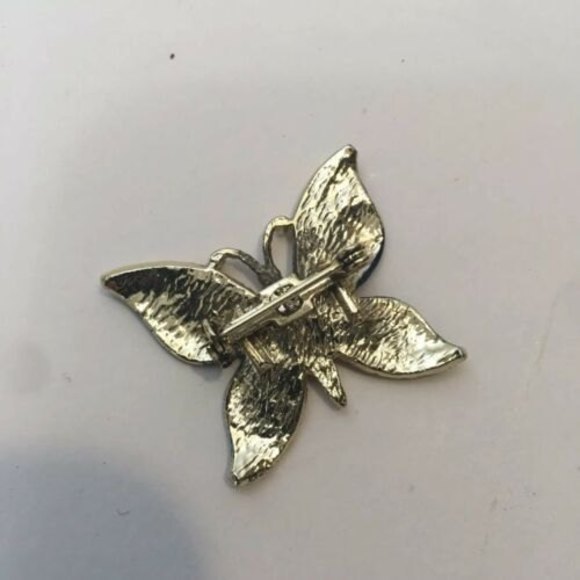Beautiful BLUE BUTTERFLY BROOCH Lapel‎ PIN Enamel  Rhinestone Gold Tone Jewelry - Picture 2 of 8
